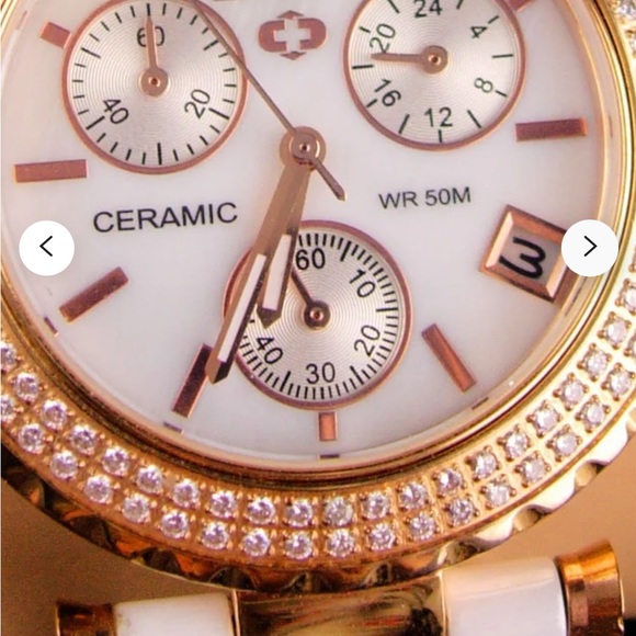 beautiful swarovski crystal and ceramic battery operated woman’s watch. - Picture 6 of 12